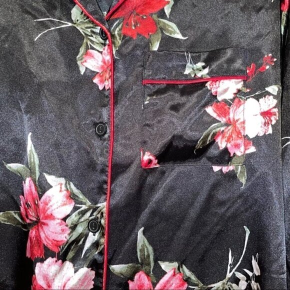 APT. 9 Pajama Top Floral Intimates Long Sleeve Button Front Notch Collar Sleep - Picture 3 of 6
